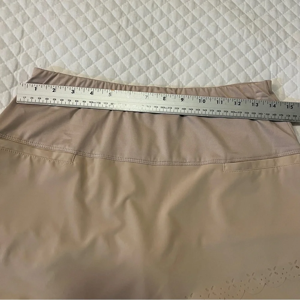Lucky in Love Beige Mini Skort with Scalloped Hem - Picture 6 of 14